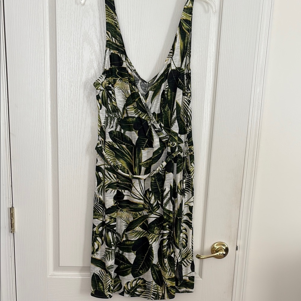Tropical Leaf Print Dress Large